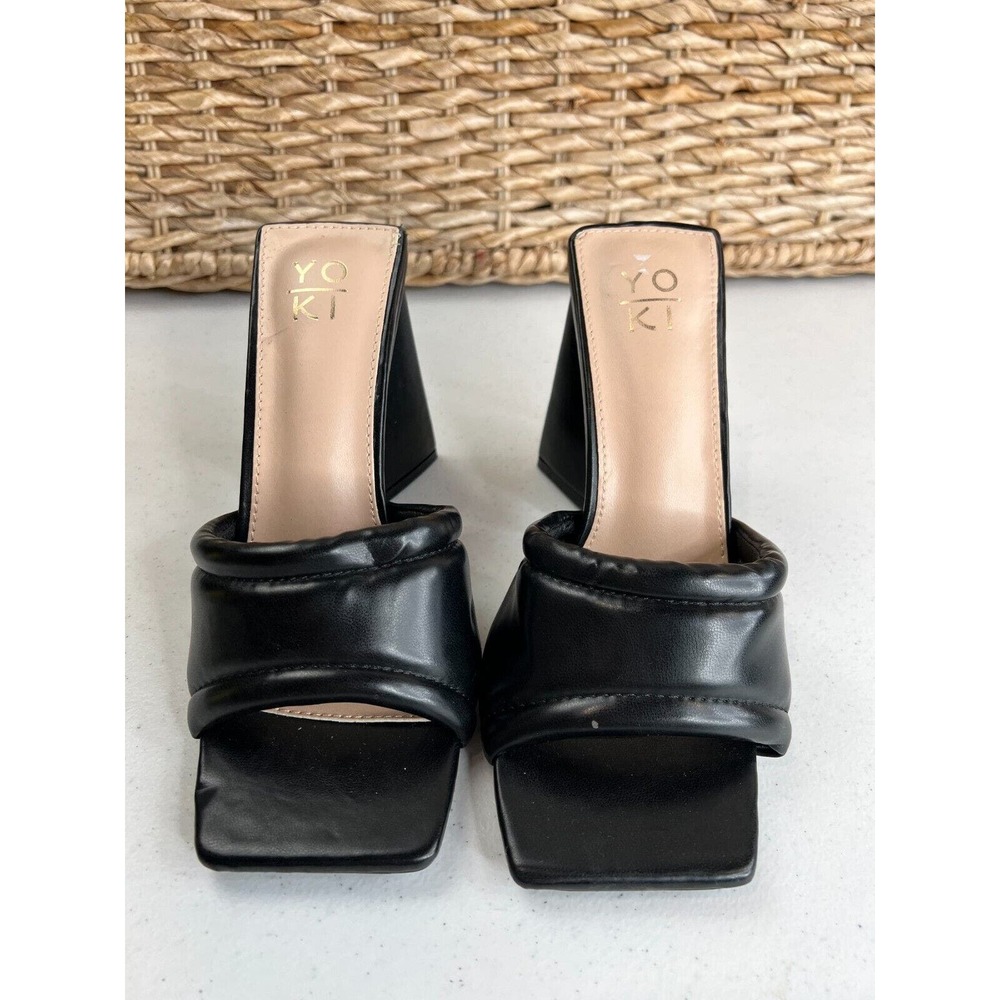 YOKI Women's Miller-15 Triangle Heel Sandal Square Toe Black Size 8.5